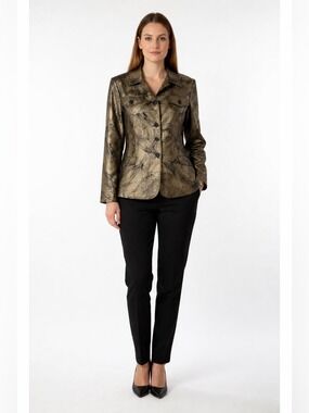 Vintage Lana Lee Women's Brown Camouflage Blazer Jacket size 12